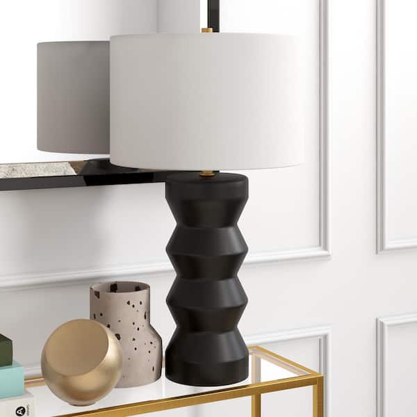 Carlin 26.5 in. Matte Black Ribbed Ceramic Table Lamp