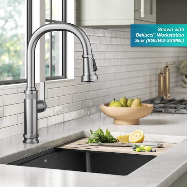 Allyn Industrial Pull-Down Single Handle Kitchen Faucet in Spot-Free Stainless Steel