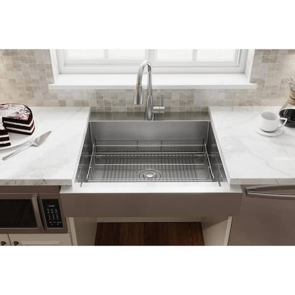 Dart Canyon Stainless Steel 30 in. Single Bowl Farmhouse Apron Kitchen Sink with Workstation ADA