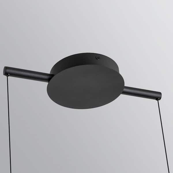 Neculina 47.24 in. 16-Watt 1-Light Integrated LED Black Tubed Island Linear Pendant Light with Dimmable 3000K