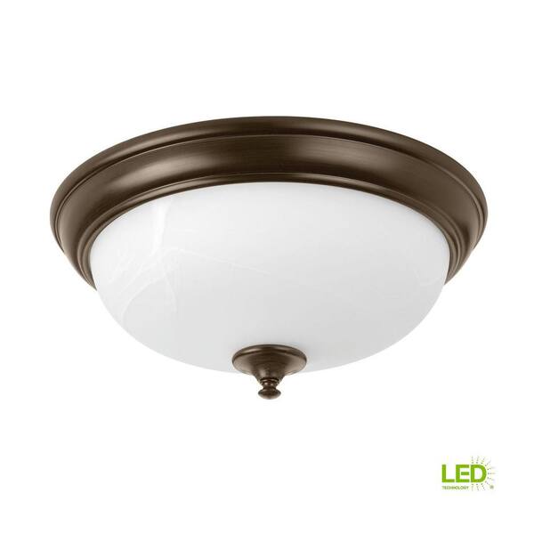 15 in. Alabaster Collection 28 -Watt Antique Bronze Integrated LED Flush Mount