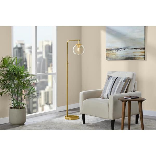 Frazier 59 in. Brass and Glass Floor Lamp