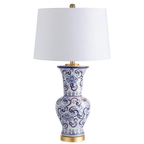 Leo 28.5 in. Blue/White Chinoiserie Table Lamp