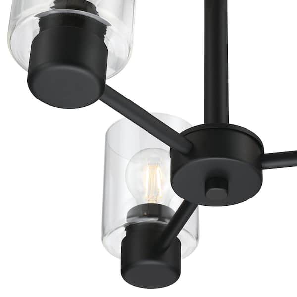 Sylvestre 3-Lights Matte Black Chandelier with Clear Glass