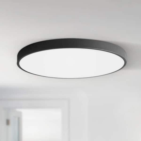 Argo 19.68 in. 1-Light Black Simple Circle LED Flush Mount