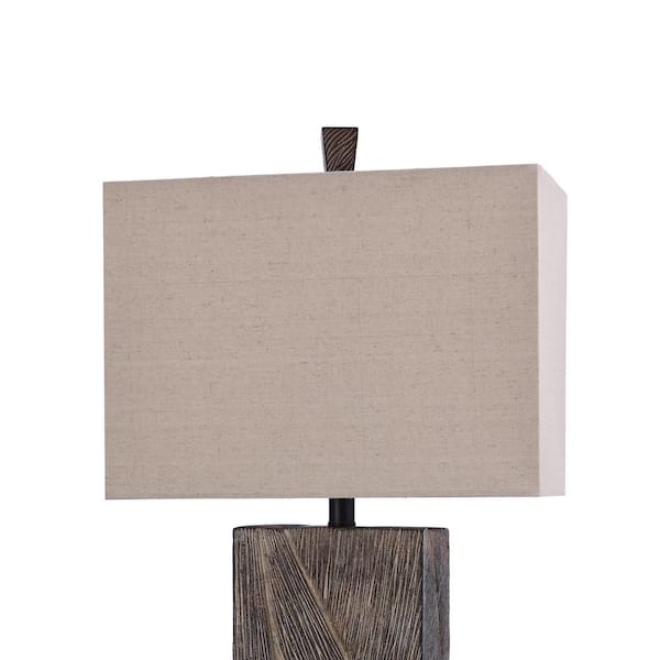 32 in. Bronze and Brown Lamp Body Base Indoor Table Lamp with Fabric Shade