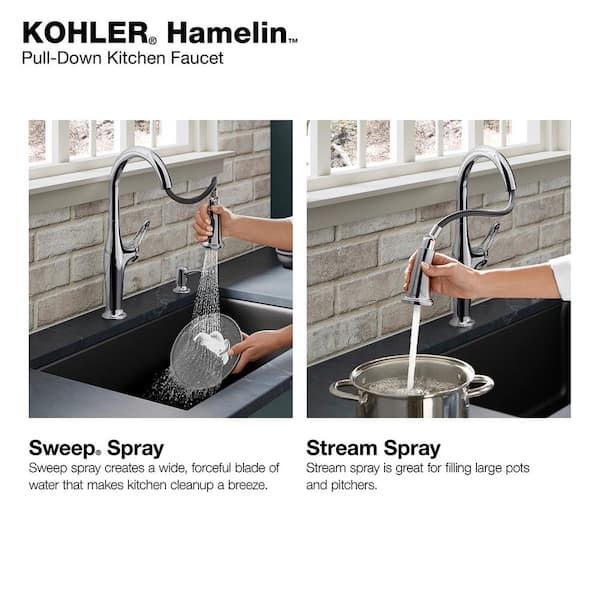 Hamelin Single Handle Pull Down Sprayer Kitchen Faucet in Polished Chrome