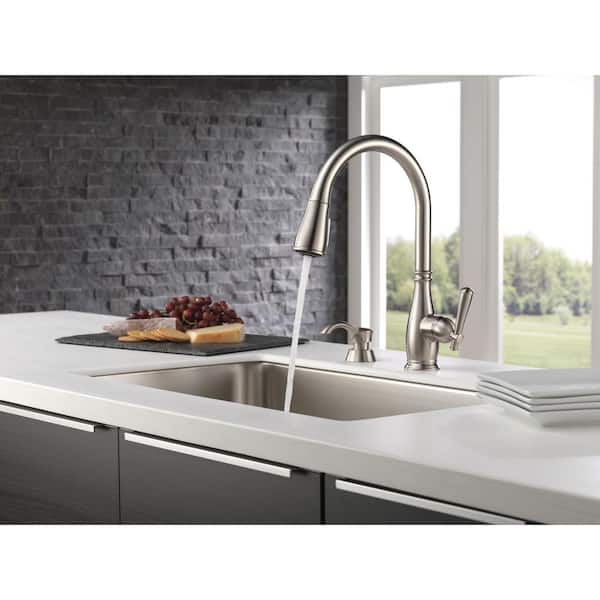 Charmaine Single-Handle Pull-Down Sprayer Kitchen Faucet with Soap Dispenser and ShieldSpray Technology in Stainless