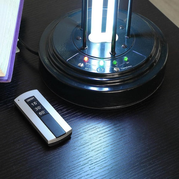 18.75 in. Black Metal UV Sterilized Table Lamp with Remote Control