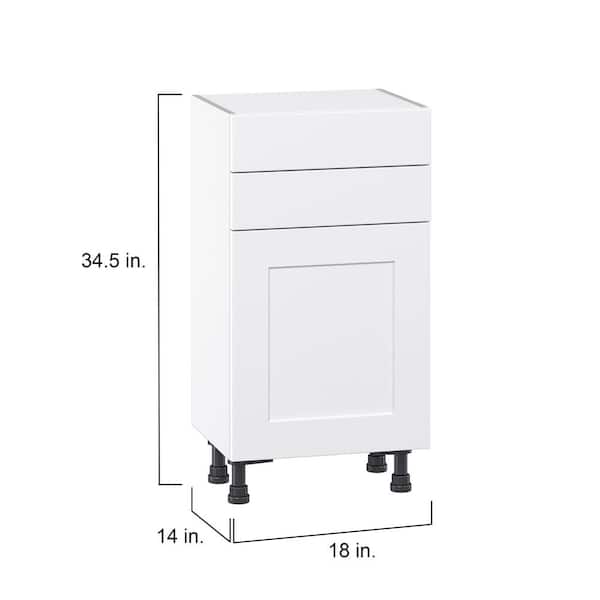 Wallace Painted Warm White Shaker Assembled Shallow Base Cabinet with Drawers (18 in. W x 34.5 in. H x 14 in. D)