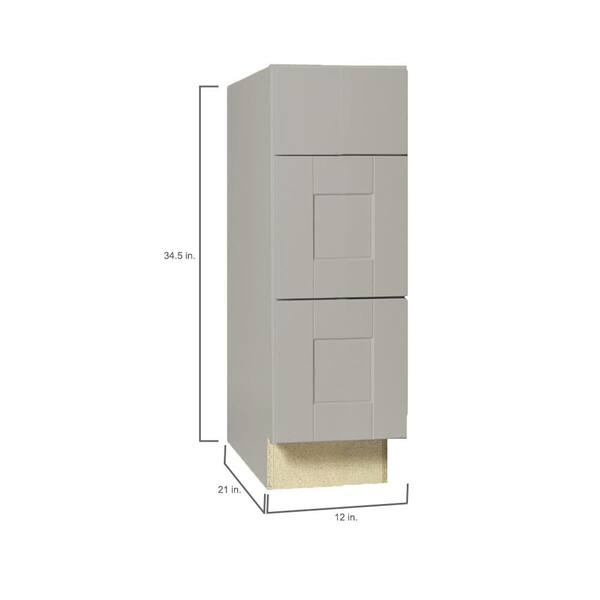 Shaker Assembled 12x34.5x21 in. Bathroom Vanity Drawer Base Cabinet with Ball-Bearing Drawer Glides in Dove Gray