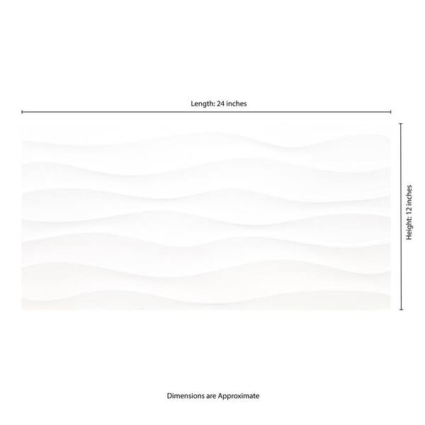 Wavy White 12 in. x 24 in. Glossy Ceramic Wall Tile (16 sq. ft./Case)