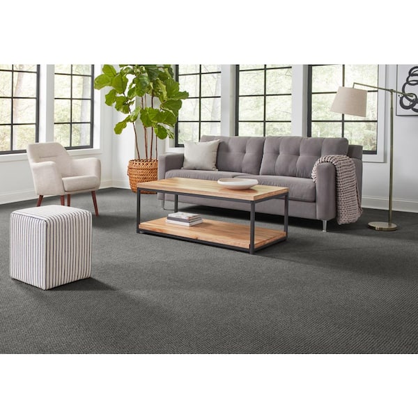 Pretty Penny  - Rolling Thunder - Gray 50 oz. Triexta Pattern Installed Carpet