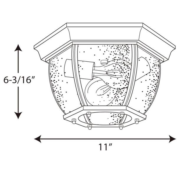 Roman Coach Collection 2-Light Antique Bronze Clear Seeded Glass Traditional Outdoor Close-to-Ceiling Light