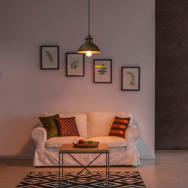 Industrial 1-Light Brushed Silver and Black Island Pendant Light with Classic Dome Shade Barn Pendant LED Compatible