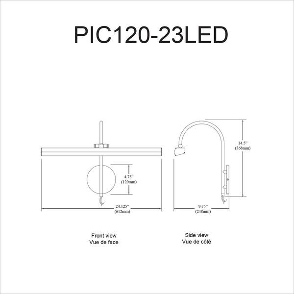 Display/Exhibit 14.5 in. 3-Lights Satin Chrome LED Picture Light