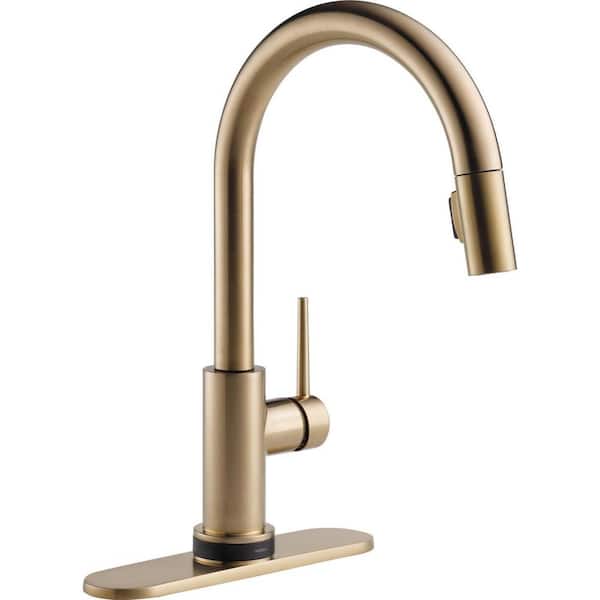 Trinsic Single-Handle Pull-Down Sprayer Kitchen Faucet with Touch2O Technology in Champagne Bronze