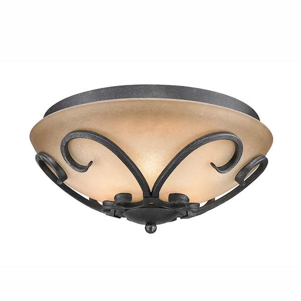 Madera Collection 3-Light Black Iron Flush Mount