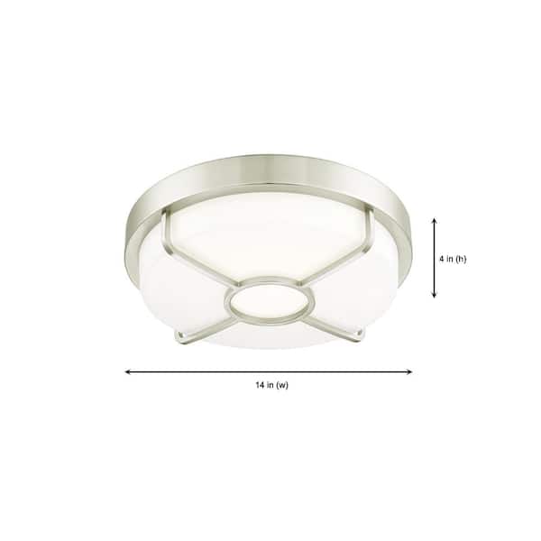 14 in. Brushed Nickel 3000K CCT LED Smart Ceiling Light Flush Mount, Compatible with Google and Alexa NO HUB Required