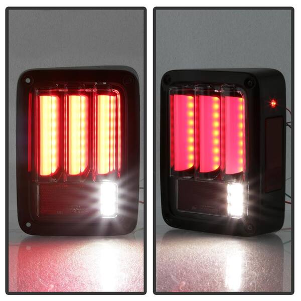 Jeep Wrangler (JK JKU) 07-18 Version 2 Light Bar Sequential Turn Signal LED Tail Lights - Black Smoke