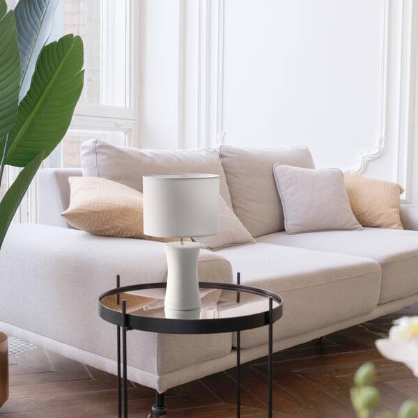 16 .5 in. Off White Ceramic Hourglass Table Lamp