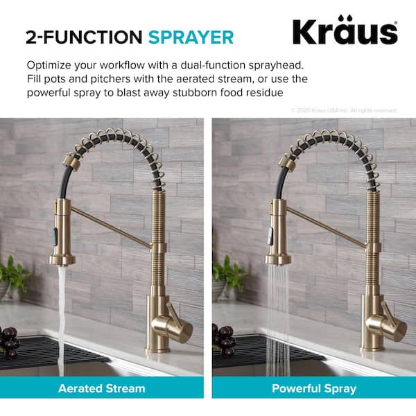 Bolden Single-Handle Pull-Down Sprayer Kitchen Faucet with Dual Function Sprayhead in Spot Free Antique Champagne Bronze