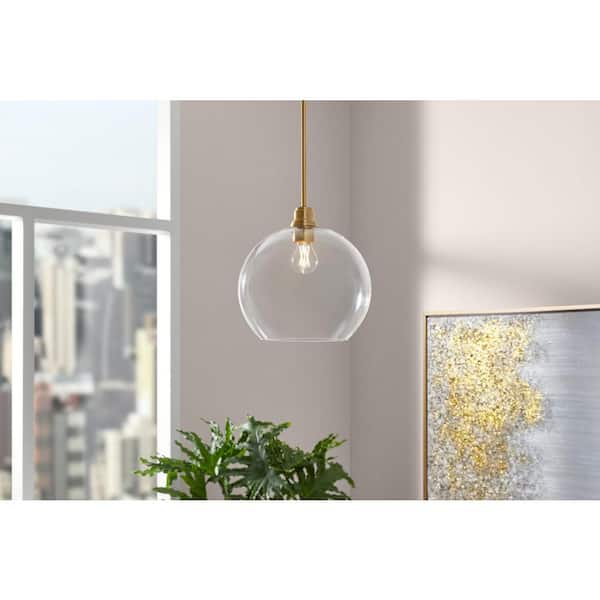 Florabelle 1-Light Pendant Antique Gold Clear Globe Glass Shade