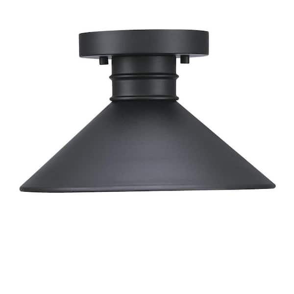 Watts Creek 1-Light Textured Black Outdoor Semi-Flush Mount, Dark Sky Friendly