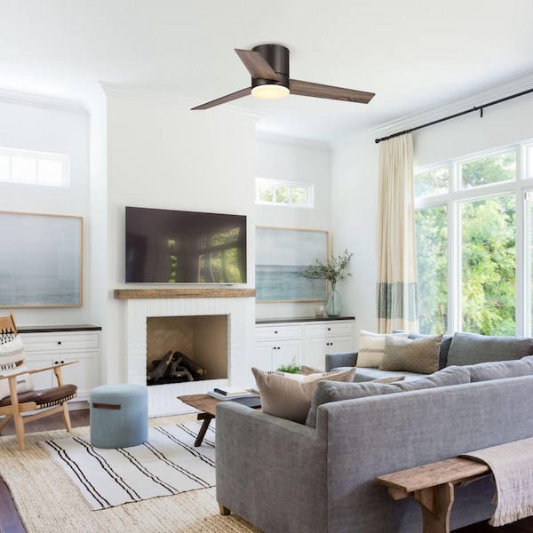 Kielah 48 in. Integrated LED Bronze Flush Mount Ceiling Fan with Light and Remote Control