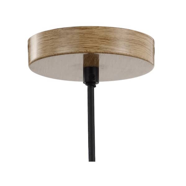 Simon 11.75 in. 1-Light Natural/Black Pinecone Wood LED Pendant