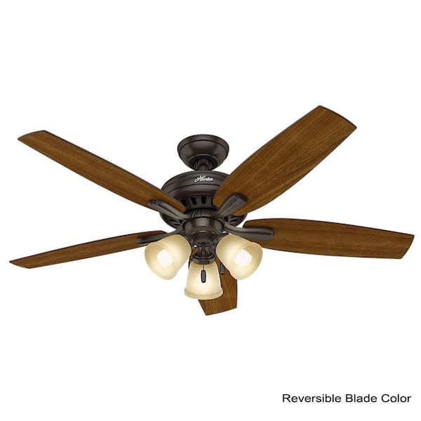 Newsome 52 in. Indoor Premier Bronze Ceiling Fan with Three Light Kit