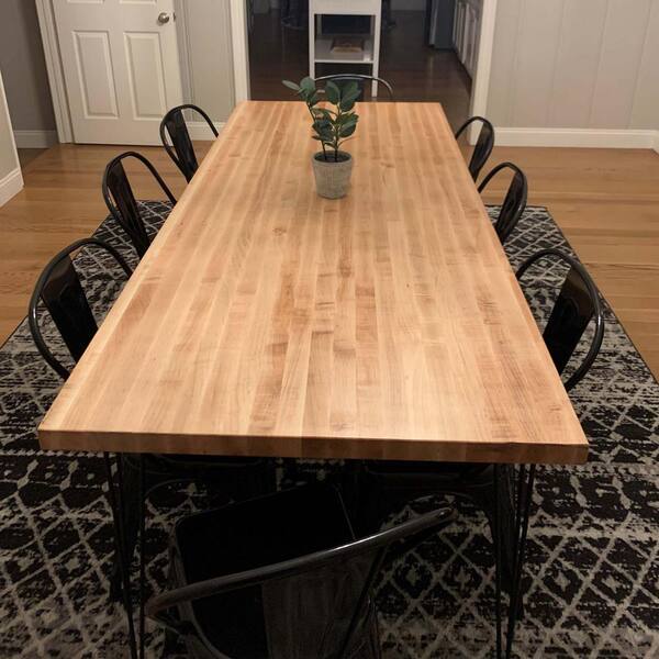 4 ft. L x 36 in. D x 1.75 in. T Finished Maple Butcher Block Island Countertop in Brown with Eased Edge