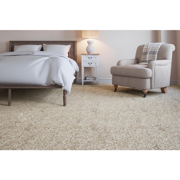 Trendy Threads II - Marvell - Beige 60 oz. SD Polyester Texture Installed Carpet