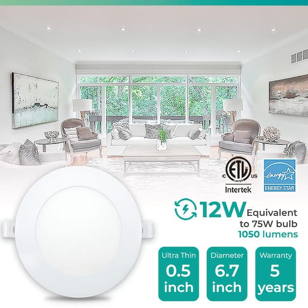 6 in. Canless 5000K Daylight 12W 1050 Lumens Thin New Construction Integrated LED Recessed Light Kit Wet Rated (24-Pack)