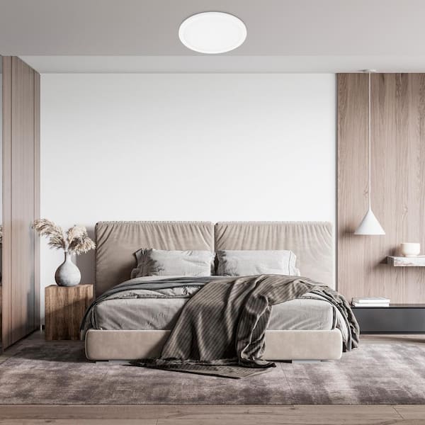 Trago 12 11.81 in. W x 0.51 in. H 1-Light White LED Flush Mount with White Acrylic Shade