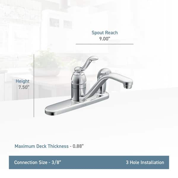Banbury Single-Handle Low-Arc Standard Kitchen Faucet with Side Sprayer on Deck in Chrome