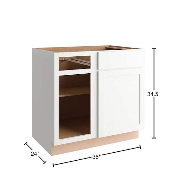 Courtland 36 in. W x 24 in. D x 34.5 in. H Assembled Shaker Base Kitchen Cabinet in Polar White