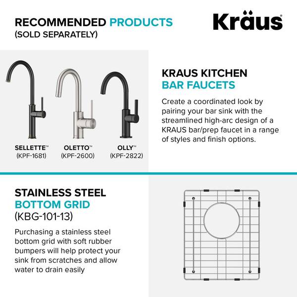 Standart PRO 16 Gauge Stainless Steel 13 in. Undermount Bar Sink