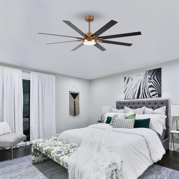65 in. LED Indoor Gold Ceiling Fan with Remote with DC Motor and Reversible Blades, Three Color Temperature