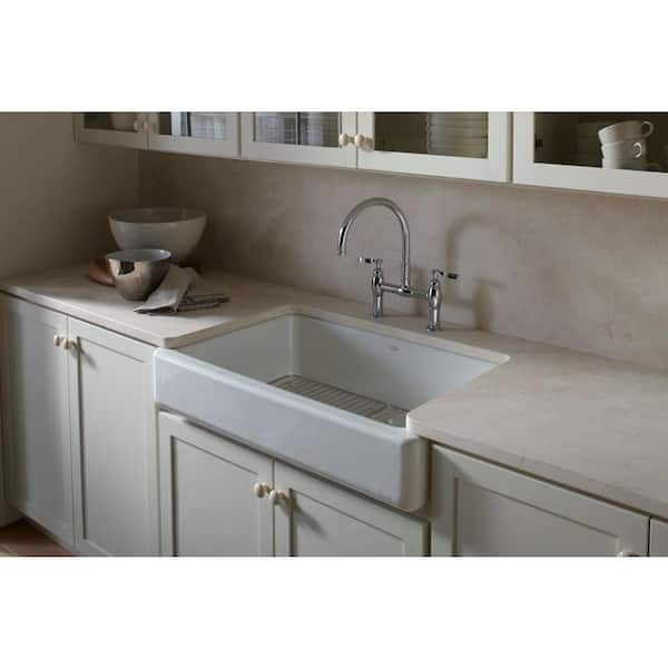 Whitehaven Farmhouse Apron Front Self-Trimming Cast Iron 36 in. Single Bowl Kitchen Sink in White