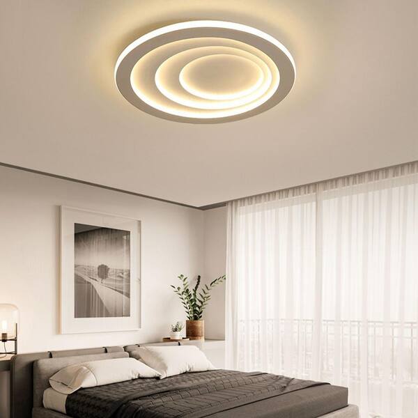 19.7 in. 1-Light White Acrylic Lampshade Integrated LED Flush Mount Ceiling Light