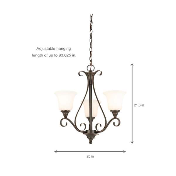 Westwood 3-Light Oil Rubbed Bronze Chandelier with Frosted White Glass Shades