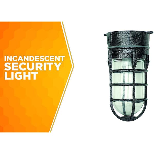 Industrial 1-Light Hammered Black Outdoor Weather Tight Flushmount Light Fixture