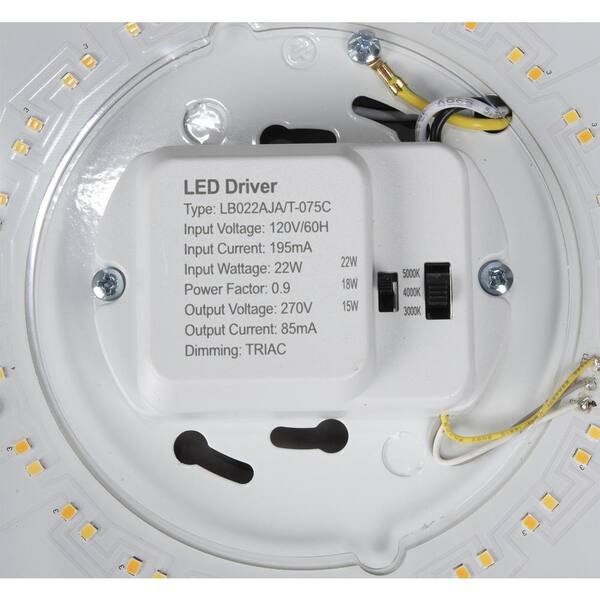 E4FMR Series 13 in. 1-Light White Selectable LED Flush Mount (12-Pack)