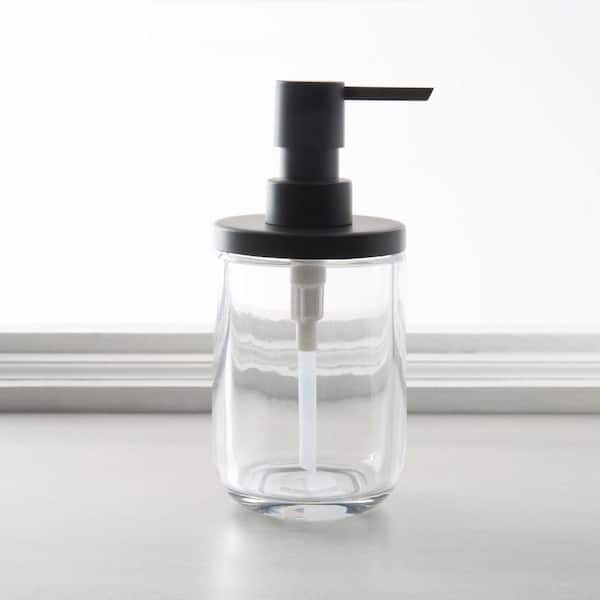 JASPER LOTION/SOAP DISPENSER GLASS CLEAR & BLACK