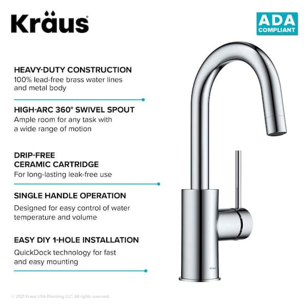 Oletto Single-Handle Kitchen Bar Faucet in Chrome