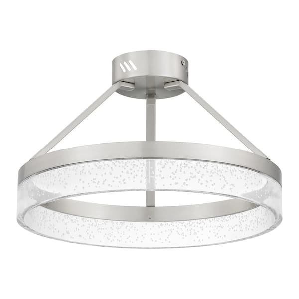 15.75 in. Brushed Nickel Integrated LED Semi-Flush Mount with Bubble Shade