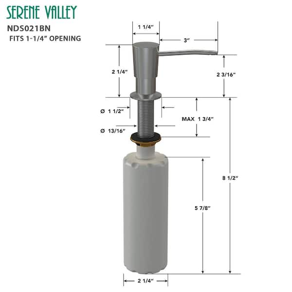 Kitchen Soap Dispenser NDS021BN, Solid Brass Construction with Refill-From-Top Capacity