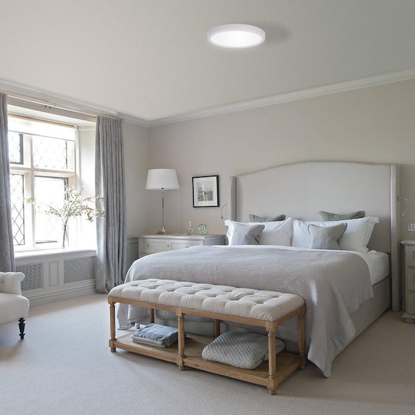 11.81 in. 28W White Round Integrated LED Modern Flush Mount,4000K Natural White