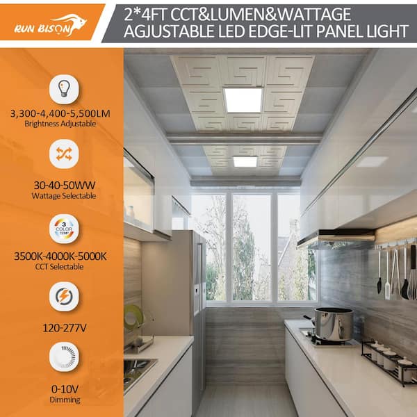2 ft. x 4 ft. Dimmable White CCT and Wattage Selectable Integrated LED Back-Lit Panel Light (4-Pack)